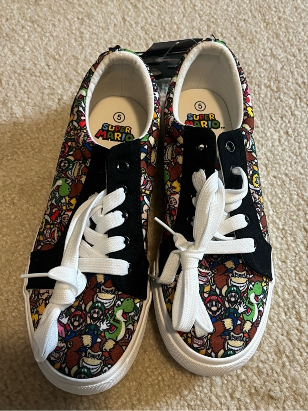 Nintendo Super Mario Kids Sneakers in White, Black, Green, Brown, Red